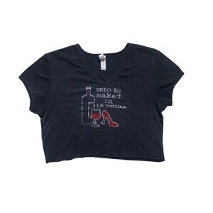 Chris’s Stuff bedazzled funny wine gemstone cropped t-shirt M
